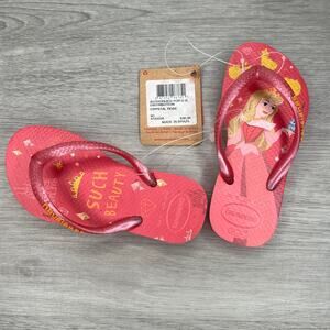 Havaianas Disney Princess Sleeping Beauty Aurora Pink Flip Flops Girls size 9c